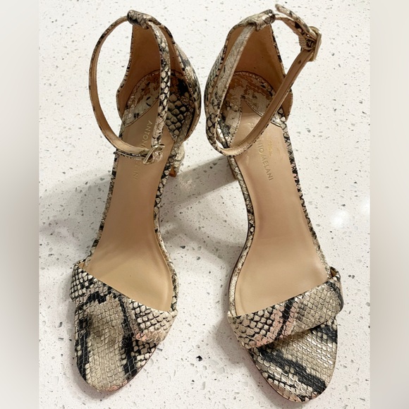 Antonio Melani Women’s Snakeskin Print Leather Ankle Strap Heels Size 8.5M - Picture 3 of 15